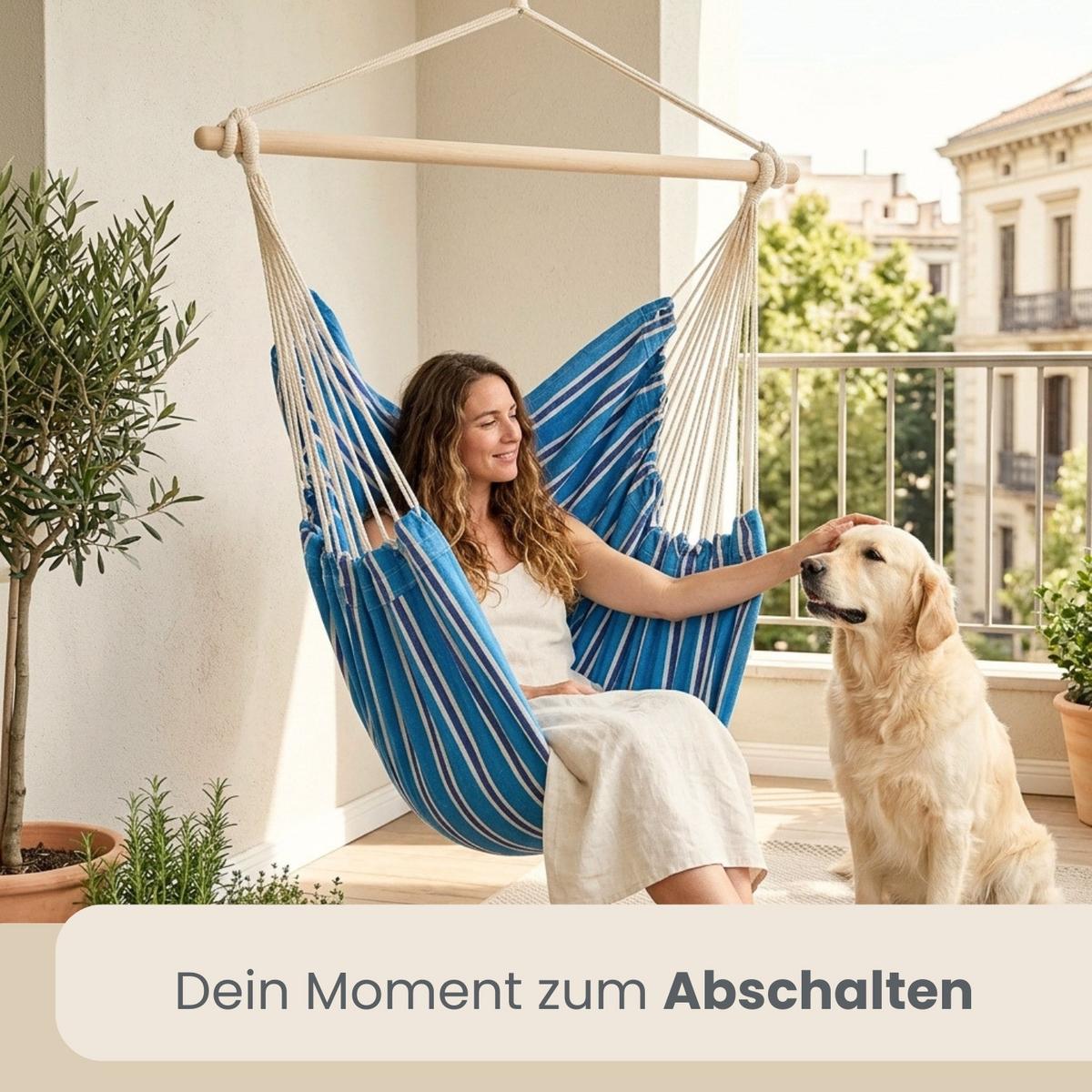 XXL HÄNGESESSEL 185/130 cm Belastbar bis 150 kg Multicolor - Blau, Textil (130/155/185cm) - Amanka