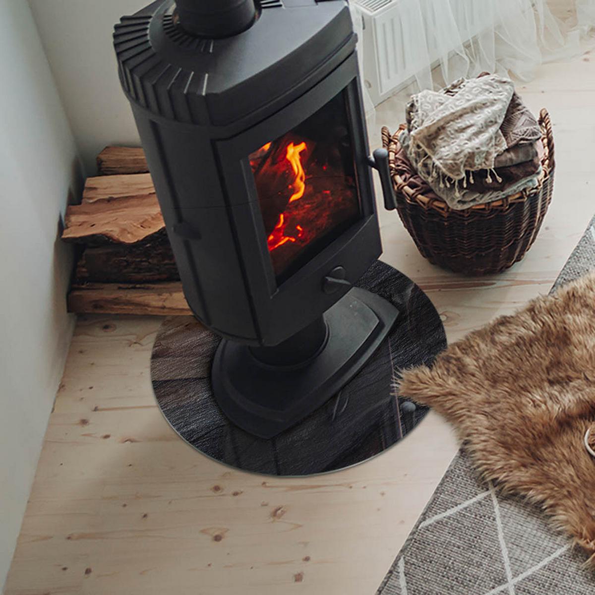GLASPLATTE für Kamin Ø 50 cm - Schwarz, Glas (50/50/0.4cm) - TULUP