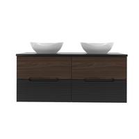 DOPPELWASCHTISCH 120.6cm Sylla Schwarz und Holz - Schwarz, Holzwerkstoff (120.6/52.2/45.8cm) - Petits-meubles