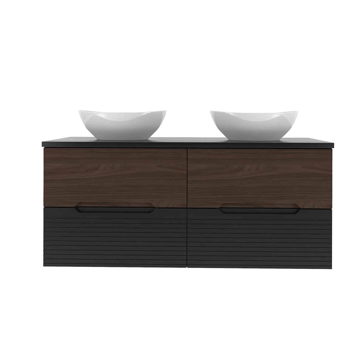 BADMÖBEL 120.6cm Sylla 2er-Set Schwarz und Holz - Schwarz, Holzwerkstoff (120.6/52.2/45.8cm) - Petits-meubles
