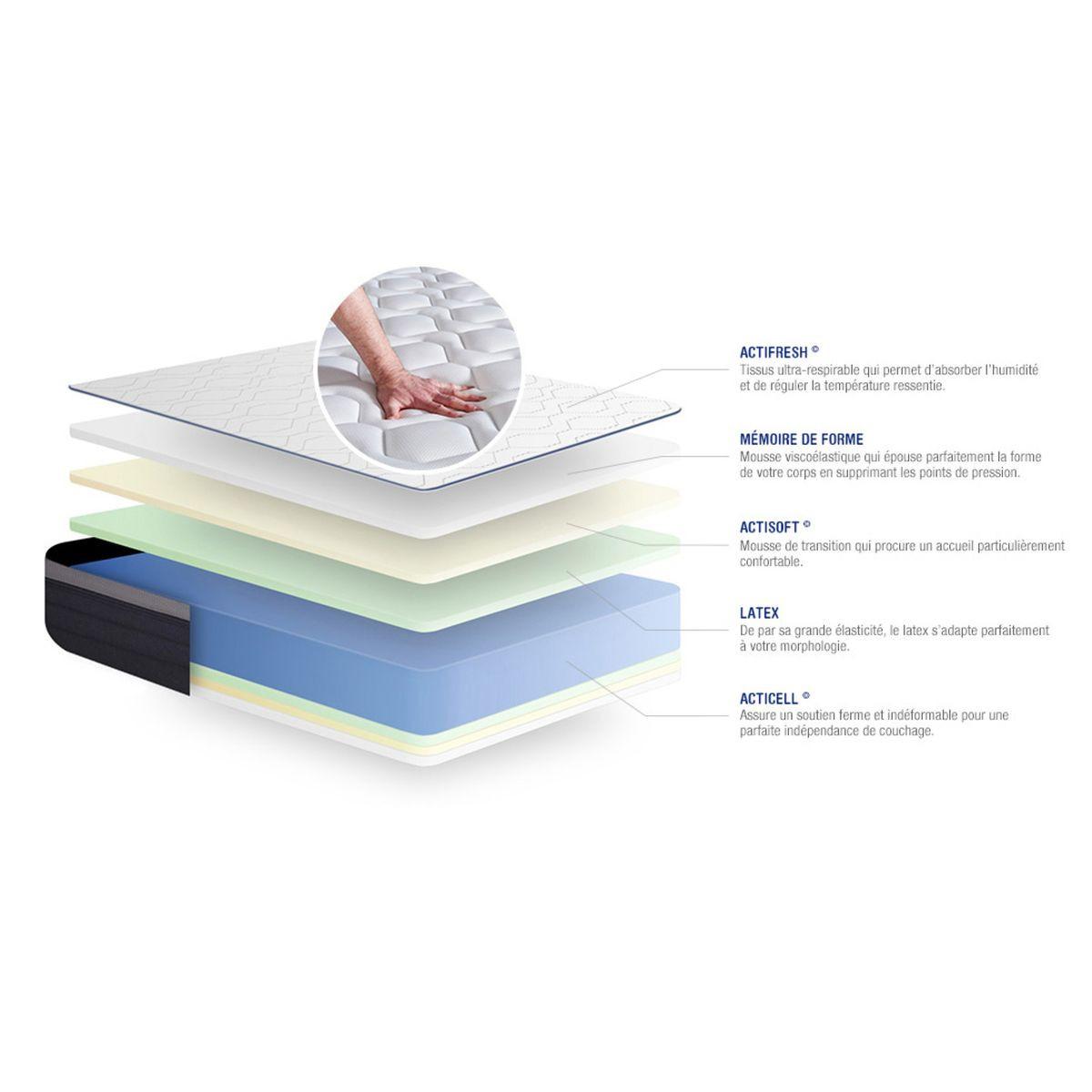MATRATZE Actilatex max Latex und Memory-Schaum 80 x 200 cm h3 - Weiß, Textil (80/200cm) - ACTISOM