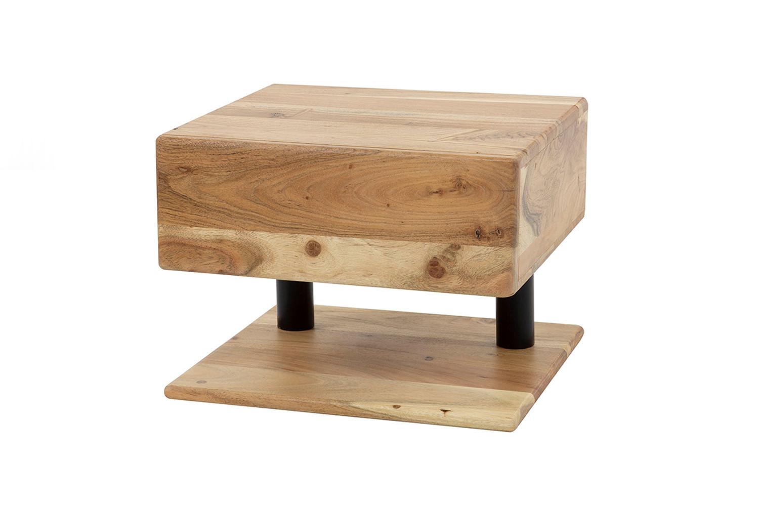 NACHTTISCH SILVEA Holz Akazie - Zwetschgeholzfarben, Holz (35/27/32cm) - KAWOLA