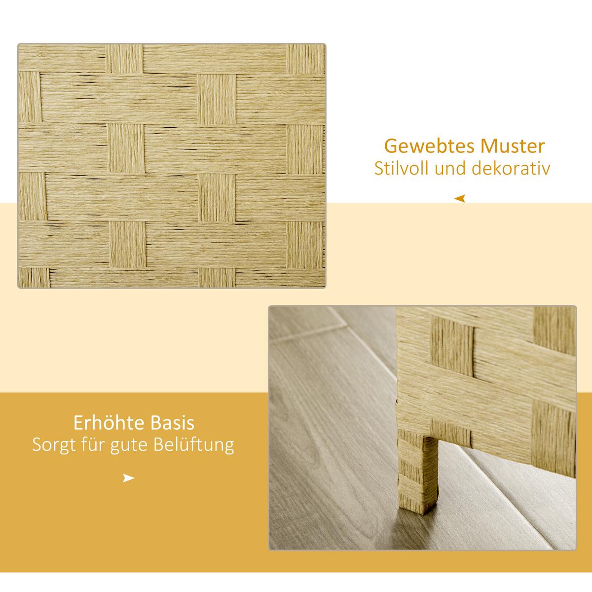 PARAVENT 4 TLG. 160 x 170 cm aus Wellenfaser für Wohnzimmer Braun - Braun, Papier (1.5/169.5/159.5cm) - HOMCOM