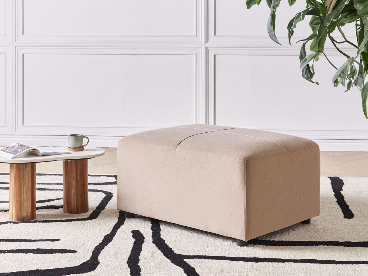 OTTOMANE Taupe Kohlo - Taupe/Schwarz, Textil (95/48/70cm) - Beliani