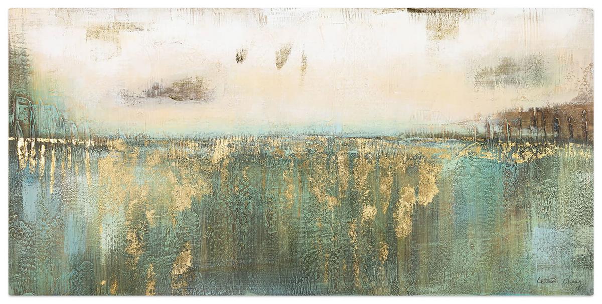 ÖLGEMÄLDE 120/60 cm - Türkis/Beige, Holz/Textil (120/60cm) - KUNSTLOFT