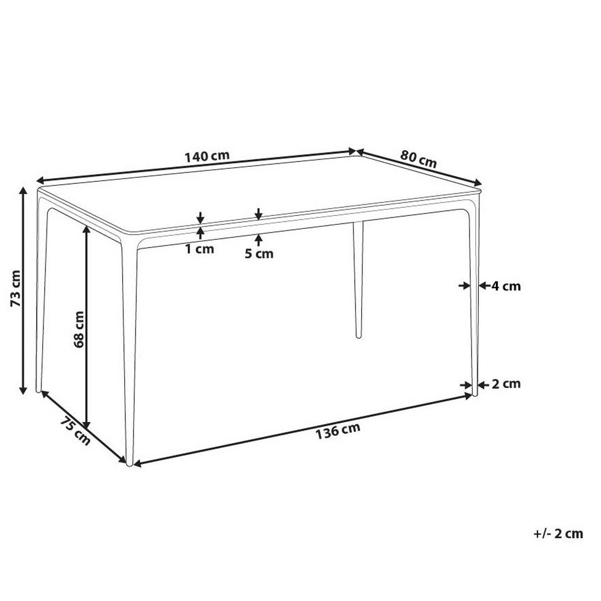 ESSTISCH Weißer Marmor 140/80 cm Glas Jollein - Weiß, Glas (140/80/73cm) - Beliani
