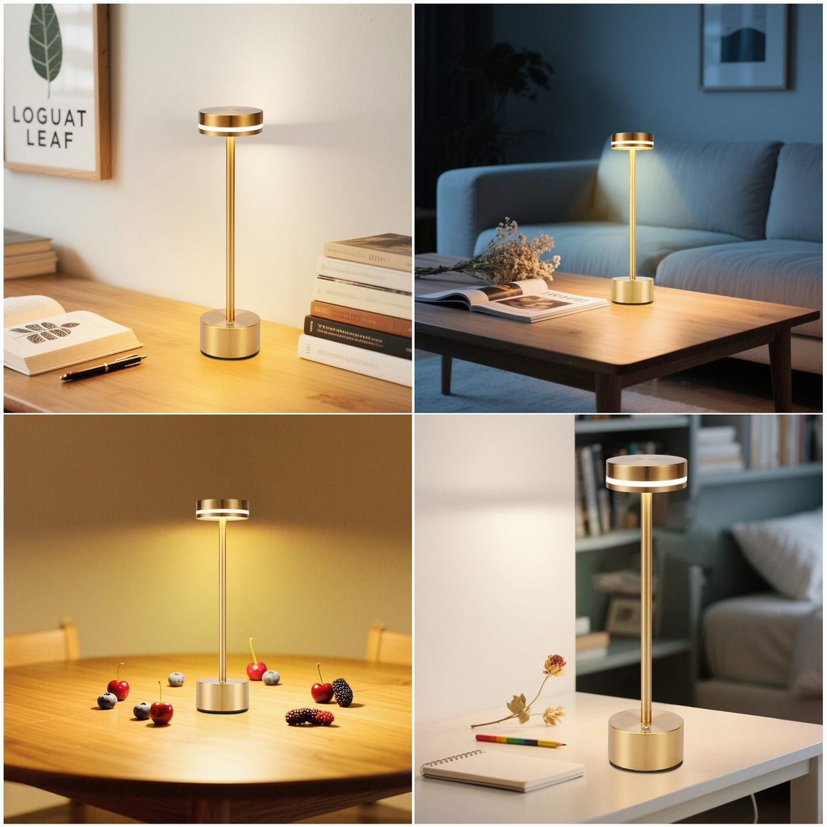 TISCHLEUCHTE Flammer 8/8/31.5 cm - Goldfarben, Kunststoff/Metall (8/8/31.5cm) - ZMH