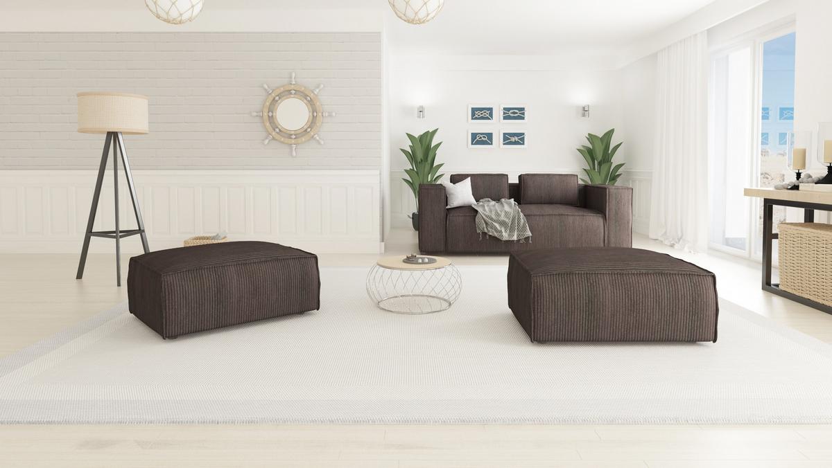HOCKER Nova Dunkelbraun Cord - Dunkelbraun/Schwarz, Holz/Kunststoff (93/46/73cm) - S-Style Möbel