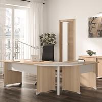 SCHREIBTISCH mit Gleitern L120 cm - Französische Herstellung - Eschefarben, Holzwerkstoff (80/80/74cm) - Calicosy
