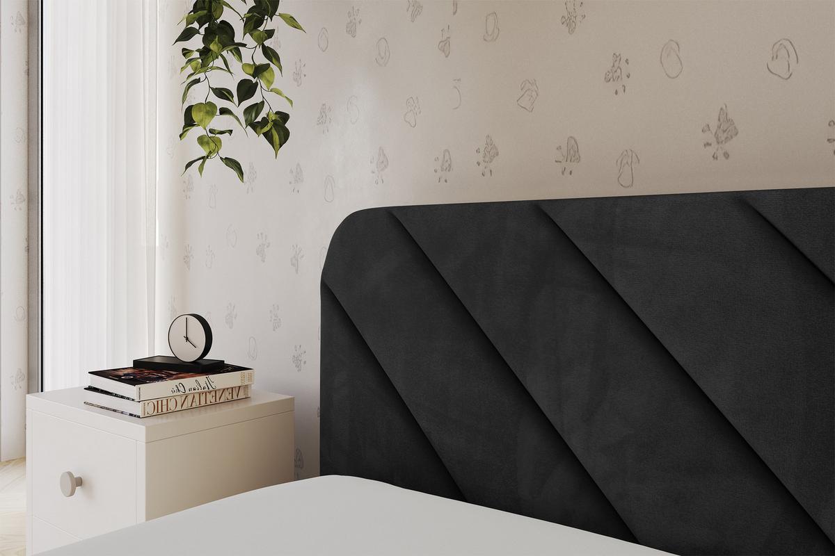 EINZELLBETT Jugendbett mit Bettkasten und Matratze H3/H4, Rechts - FIKY 90x200 Schwarz - Anthrazit, Holzwerkstoff/Textil (90/200cm) - ALTDECOR