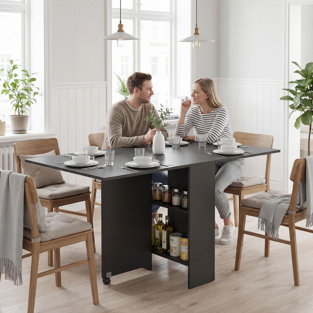 ESSTISCH Zarvik 75/140/74 cm - Schwarz, Holz (75/140/74cm) - ZMH