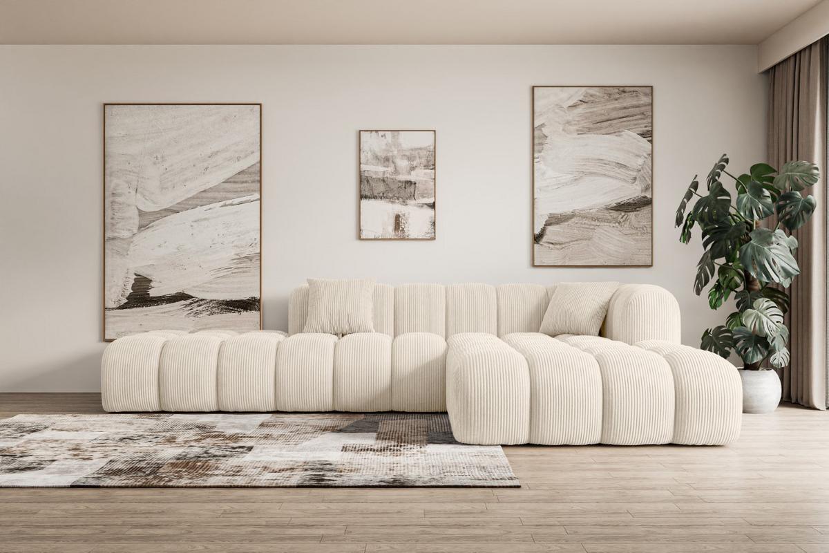 ECKSOFA Ottomane Rechts OLEA-L2 - 289x176x71 cm Beige - Beige/Schwarz, Holzwerkstoff/Kunststoff (289/176cm) - ALTDECOR