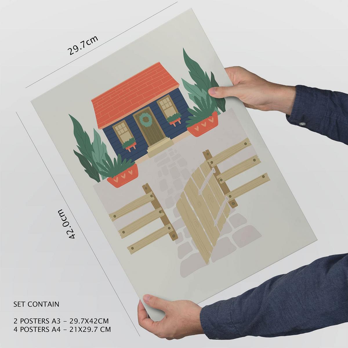 POSTER Set Mit 6 Minimalistischen In Pastellfarben Wüste Drucke Von Landschaften Und Natur Für Innenarchitektur A3 & A4 Weißer Rahmen - Weiß, Papier (29/3cm) - Nacnic