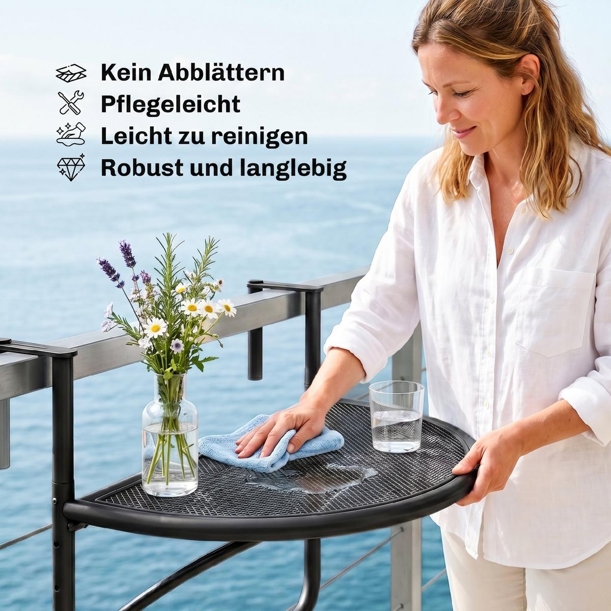 BALKONHÄNGETISCH, Schwarz, Metall - Schwarz, Metall (60/47/50cm) - Outsunny