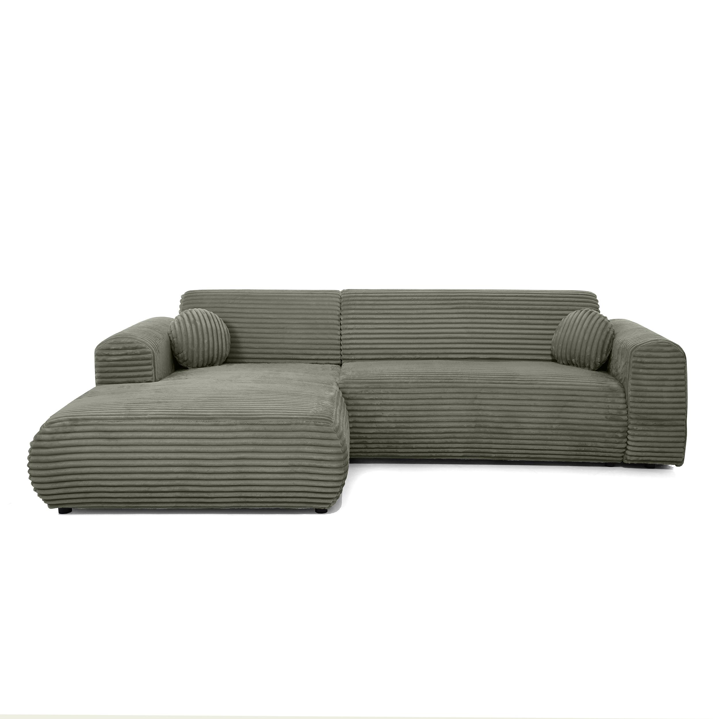 ECKSOFA Puerto, ohne Schlaffunktion, Dunkelgrün, links - Dunkelgrün/Schwarz, Textil (269/170cm) - Beautysofa