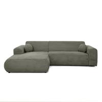 ECKSOFA Puerto, ohne Schlaffunktion, Dunkelgrün, links - Dunkelgrün/Schwarz, Textil (269/170cm) - Beautysofa