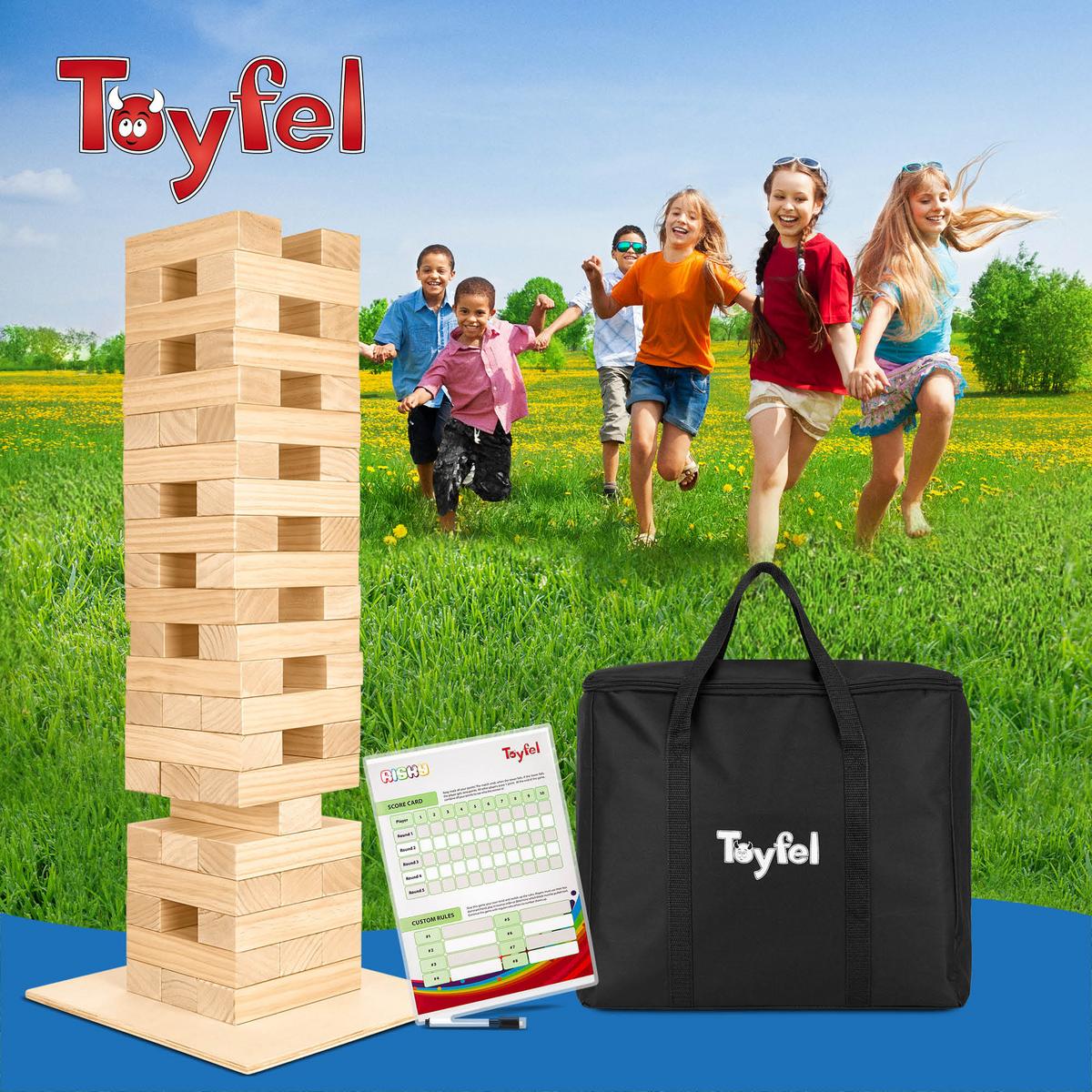 WACKELTURM Risky Holzspiel - Naturfarben, Holz (22/44cm) - Toyfel