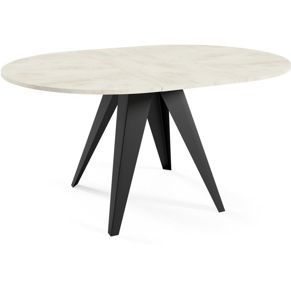 ESSTISCH Gala, Runder Tisch mit Ausziehfunktion, 90-130x90 cm, Schwarz+White Chromix - Schwarz/Weiß, Metall (90/90/76cm) - Beautysofa