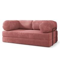 BETTSOFA ALVIO aus Schaumstoff Kordstoff Rosa Schlaffunktion - Rosa, Textil (170/68/80cm) - MASSENO