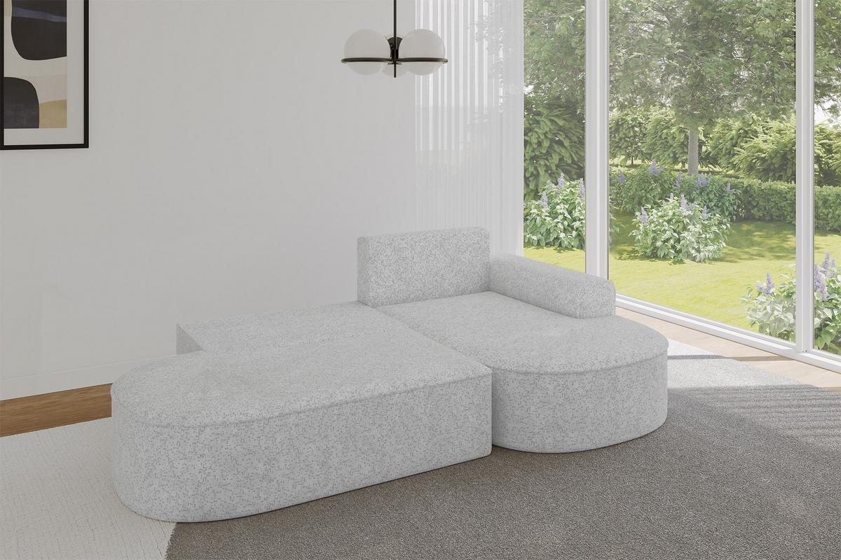 ECKSOFA mit Schlaffunktion und Bettkasten Ottomane Rechts MARI-L1-S - 283x167x73 cm Grau Tissu - Schwarz/Grau, Holzwerkstoff/Kunststoff (167/283cm) - ALTDECOR