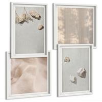 BILDER SET 4er Set - 50x50 cm & 40x60 cm Weißer Rahmen - Boho-Stranddekorationen aus Steinen - Weiß, Kunststoff (50/50cm) - TULUP