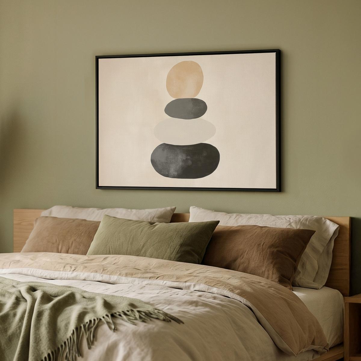 LEINWAND Bilder mit Rahmen - Japandi - Wabi sabi - Beige - 80x60 - Taupe, Textil (80/60cm) - MuchoWow