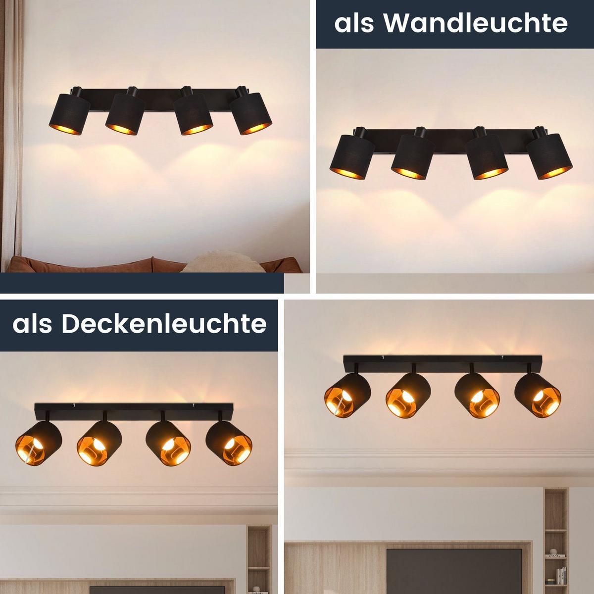 DECKENSTRAHLER Brand 4-flammig 67/11/20 cm - Schwarz, Textil (67/11/20cm) - Nettlife