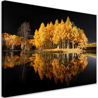 WANDBILD waldbäume herbstgold - Goldfarben, Textil (60/40cm) - Feeby