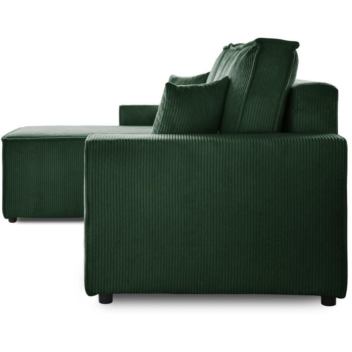 ECKSCHLAFSOFA mit Schlaffunktion Hektor, 247 cm, Ottomane 70 cm, dunkelgrün - Dunkelgrün/Schwarz, Kunststoff/Textil (247/152cm) - Beautysofa