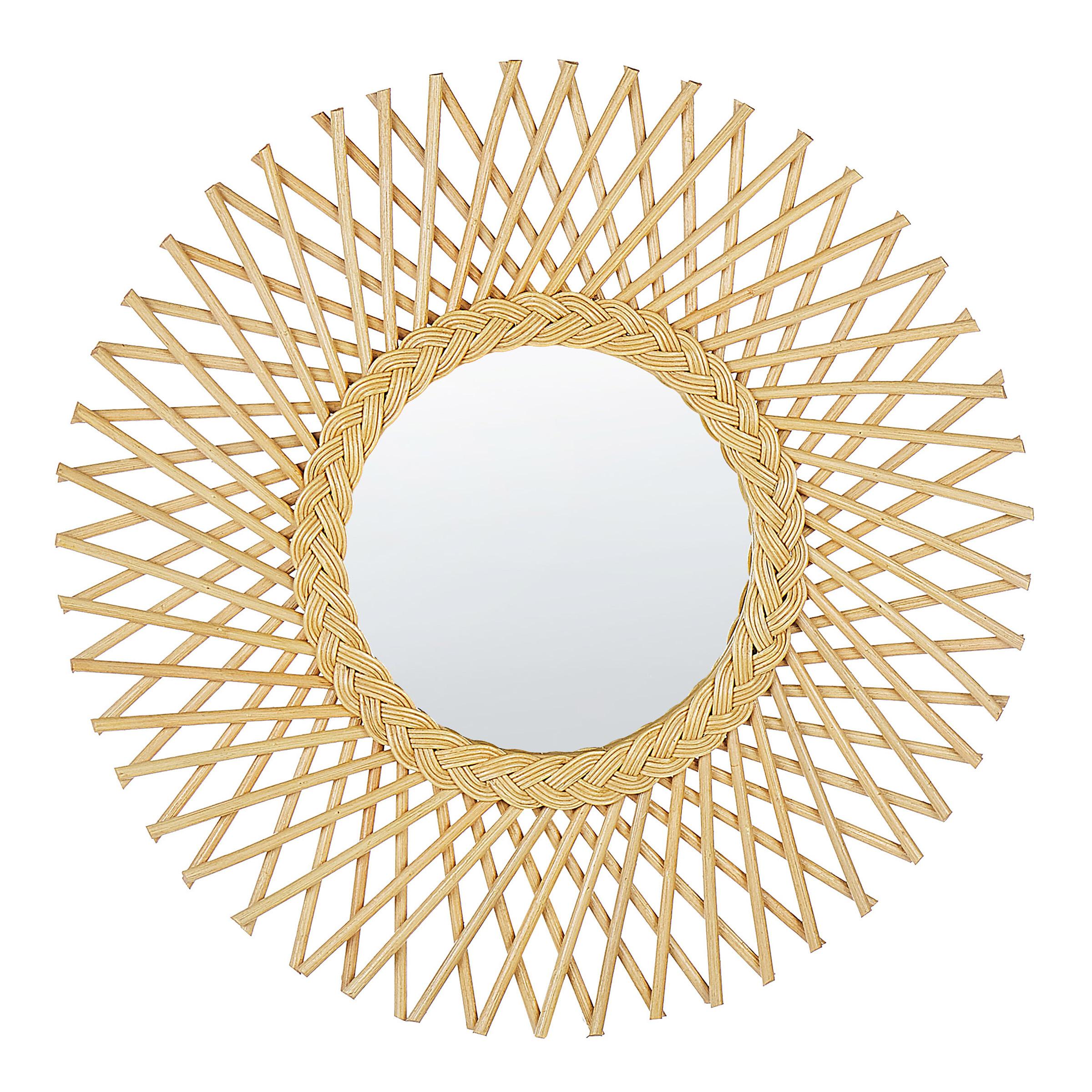 WANDSPIEGEL Rattan natürlich Sonnenform 60 cm Tagolu - Beige/Naturfarben, Naturmaterialien (60/60/1cm) - Beliani