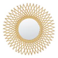 WANDSPIEGEL Rattan natürlich Sonnenform 60 cm Tagolu - Beige/Naturfarben, Naturmaterialien (60/60/1cm) - Beliani