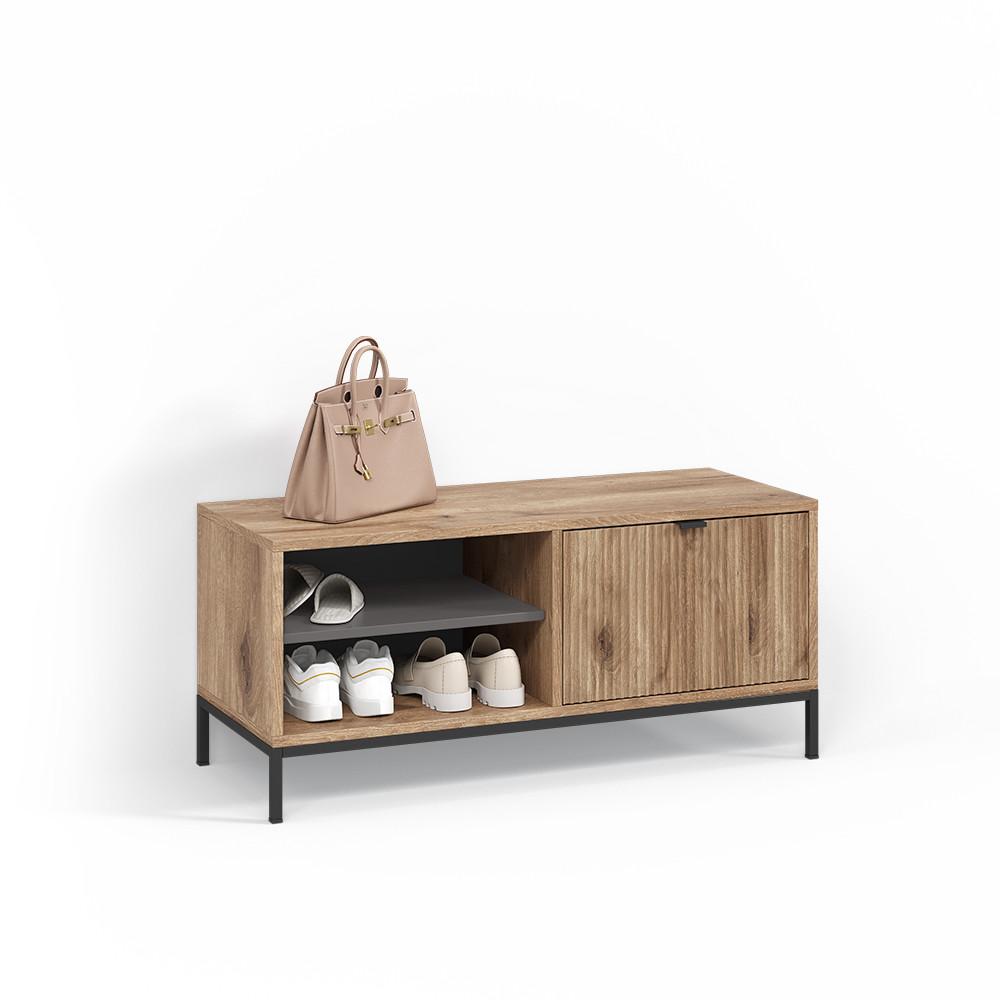 SCHUHSCHRANK Aterno Viking Oak 100 x 45 cm mit Klapptür - Eichefarben, Holzwerkstoff (100/45/40cm) - Livinity®