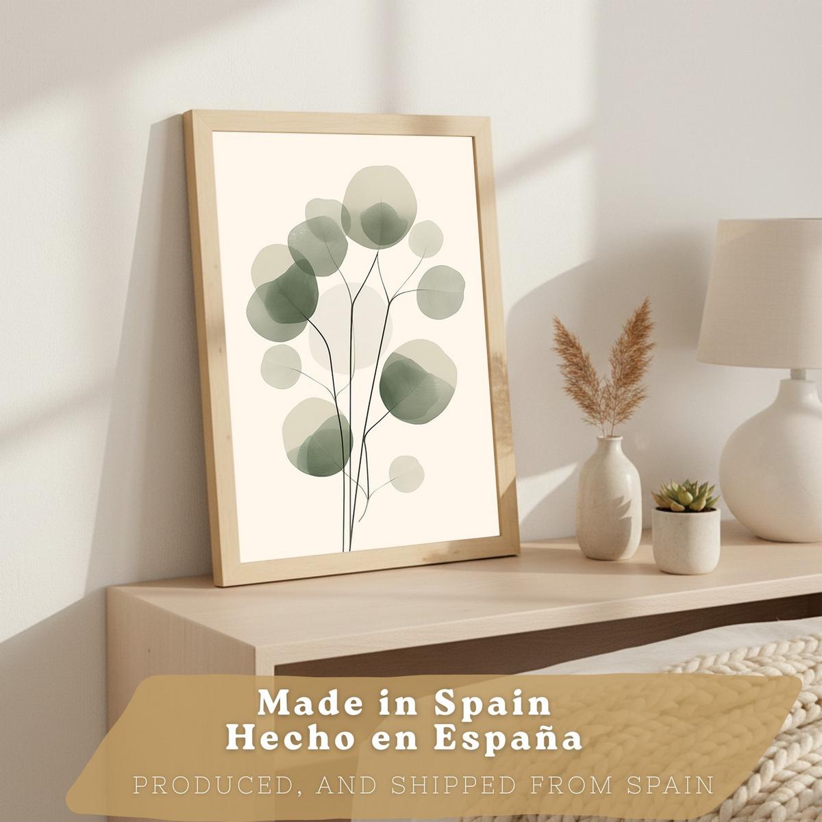 POSTER 3er Bilder-Set Wandbilder Pflanzen Minimalistisch modern Wohnzimmer Deko, Schlafzimmer, Küche, Badezimmer Leichter Holzrahmen A4 - Beige, Papier (29.7/1/21cm) - Nacnic