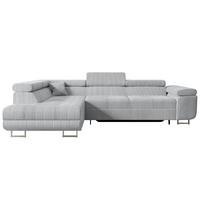ECKSOFA mit Schlaffunktion und Bettkasten GUSA-L 272x202x107 cm Grau Cord - Silberfarben/Grau, Holzwerkstoff/Textil (202/272cm) - ALTDECOR