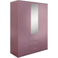 DREHTÜRENSCHRANK Solea Lux mit 3 Türen und 3 Schubladen, Pflaume - Pflaume/Goldfarben, Holzwerkstoff (150/200/57.5cm) - Beautysofa
