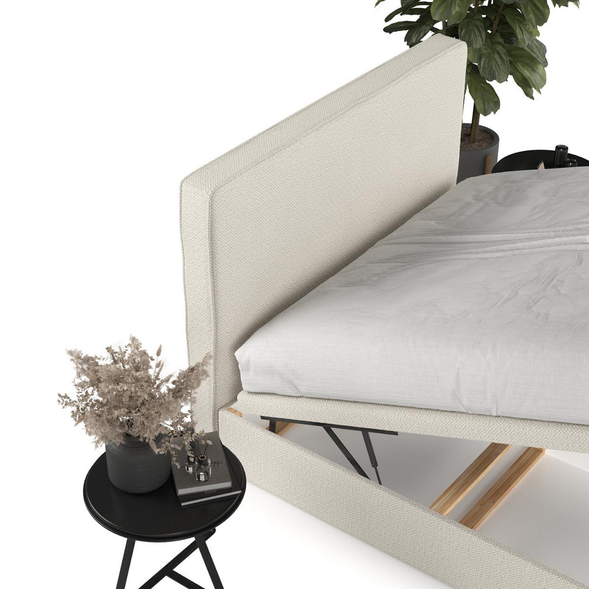 POLSTERBETT Hush mit Stauraum 180/200 cm Hellbeige im Alta Stoff - Sandfarben/Schwarz, Holz/Holzwerkstoff (180/200cm) - AltaBeds