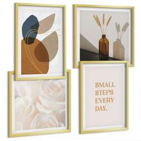 BILDER SET 4er Set - 50x50 cm & 40x60 cm Goldrahmen - Abstrakte Formen Akzente - Goldfarben, Kunststoff (50/50cm) - TULUP