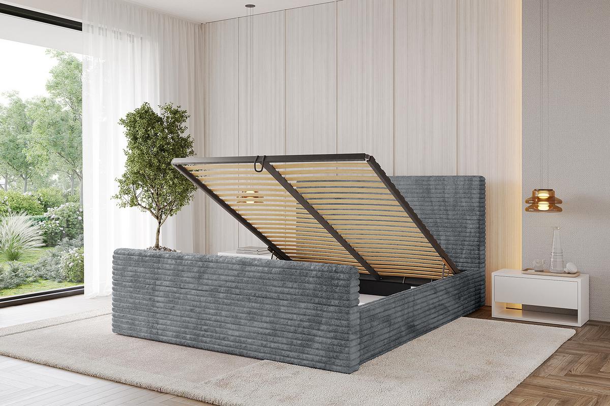 POLSTERBETT mit Bettkasten, Fußteil und Lattenrost, Boxbett ohne Matratze - ALOVA-Z 120x200 Dunkelgrau - Dunkelgrau, Holzwerkstoff/Textil (120/200cm) - ALTDECOR