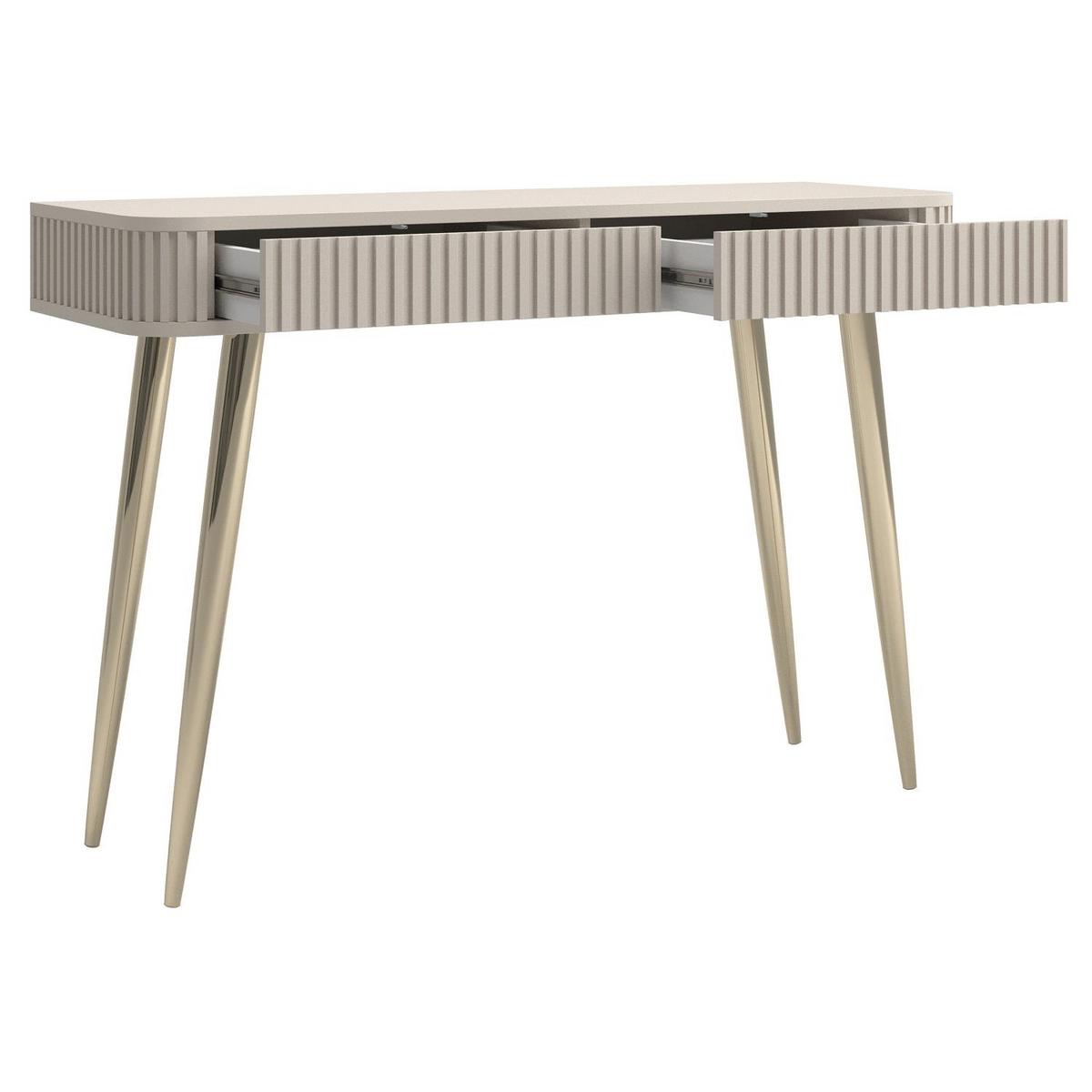 SCHMINKTISCH Ovarlo Greige mit 2 Schubladen 113 cm - Taupe/Goldfarben, Holzwerkstoff/Metall (38/113.2/77.9cm) - Selsey