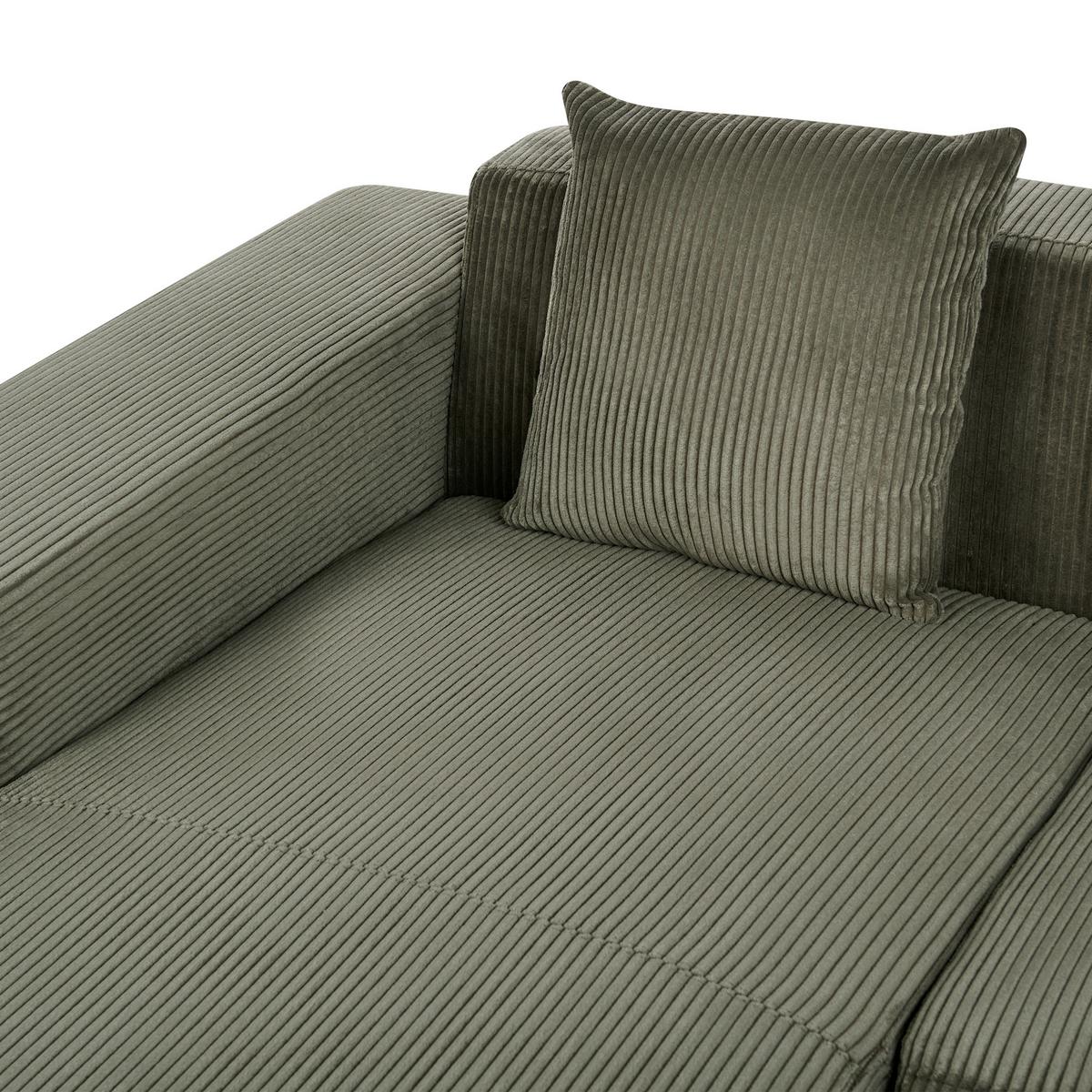 ECKSOFA 4-Sitzer Cord Grün rechtsseitig Lungo - Schwarz/Grün, Textil (285/160cm) - Beliani