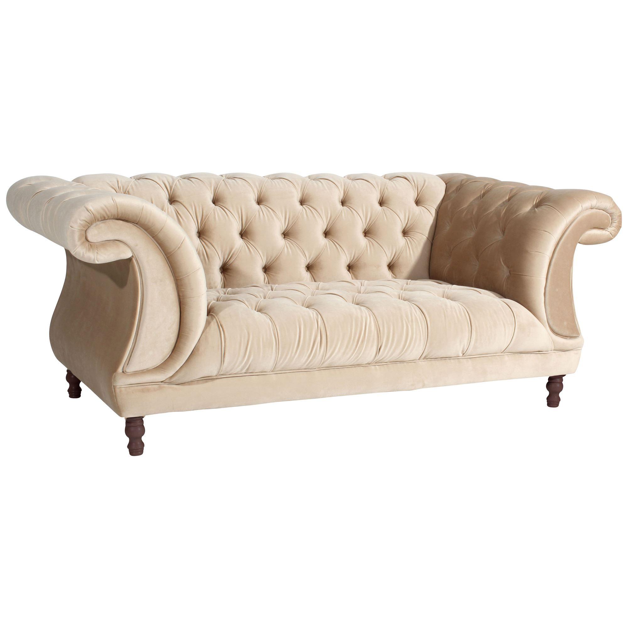 CHESTERFIELD Sofa 2-Sitzer Kaylin Samtvelours sand - Sandfarben, Kunststoff (200/80/100cm) - 58aufmkessel
