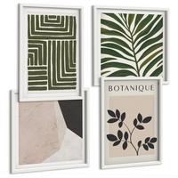 BILDER SET 4er Set - 50x50 cm & 40x60 cm Weißer Rahmen - Botanische Boho-Kompositionen - Weiß, Kunststoff (50/50cm) - TULUP