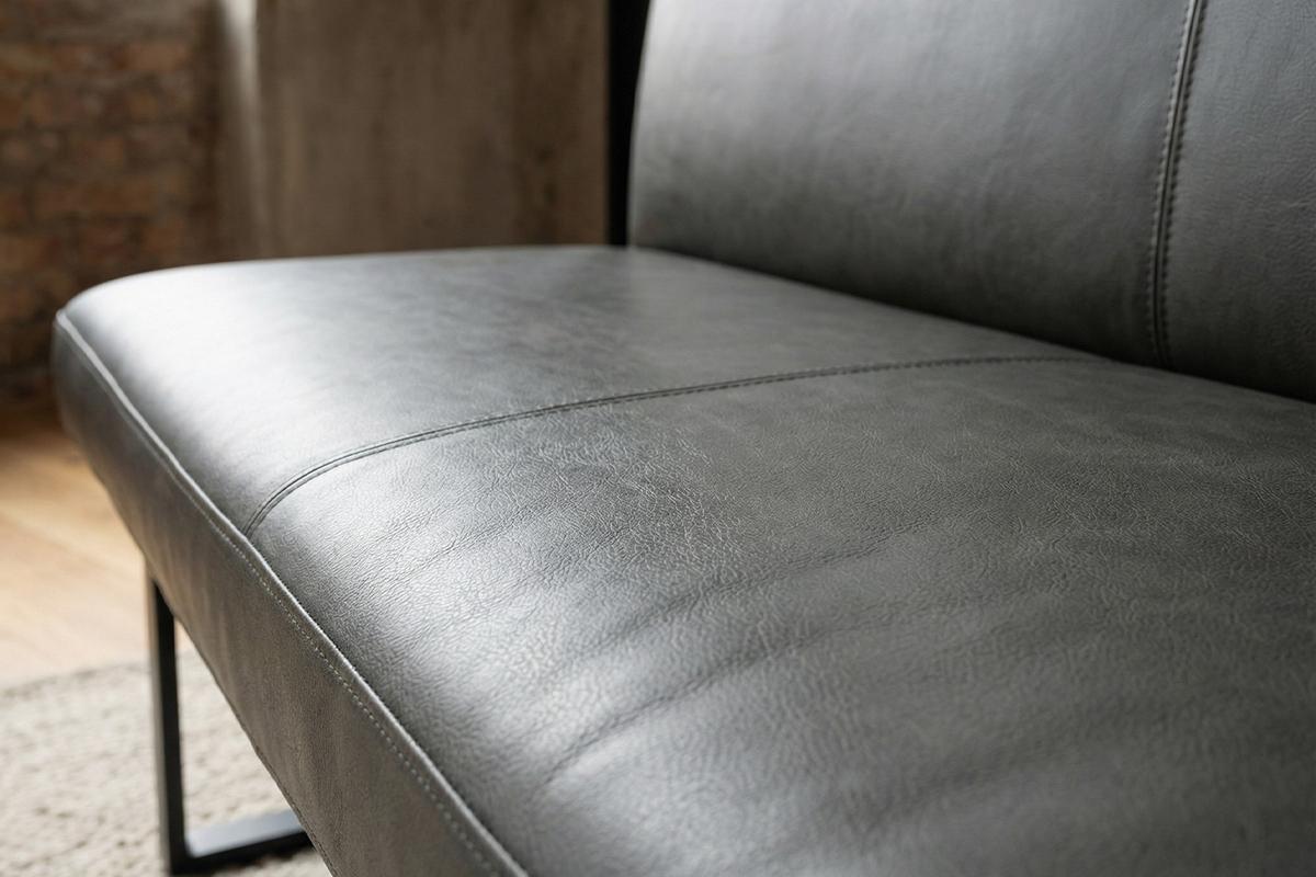 ESSZIMMERBANK ELEEN Anthrazit Leder - Anthrazit, Leder (143/85/69cm) - KAWOLA