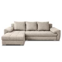 ECKSOFA L Form Manisa Beige 234/145/83 cm Links mit Schlaffunktion - Beige/Silberfarben, Kunststoff/Textil (145/234cm) - AX Living
