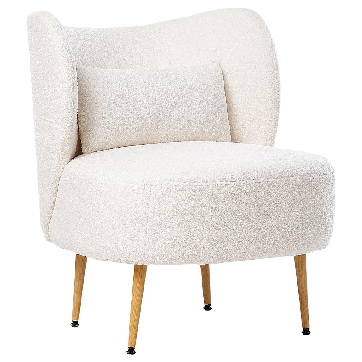 SESSEL Cremeweiß Otsby II - Weiß/Braun, Textil (60/76/55cm) - Beliani