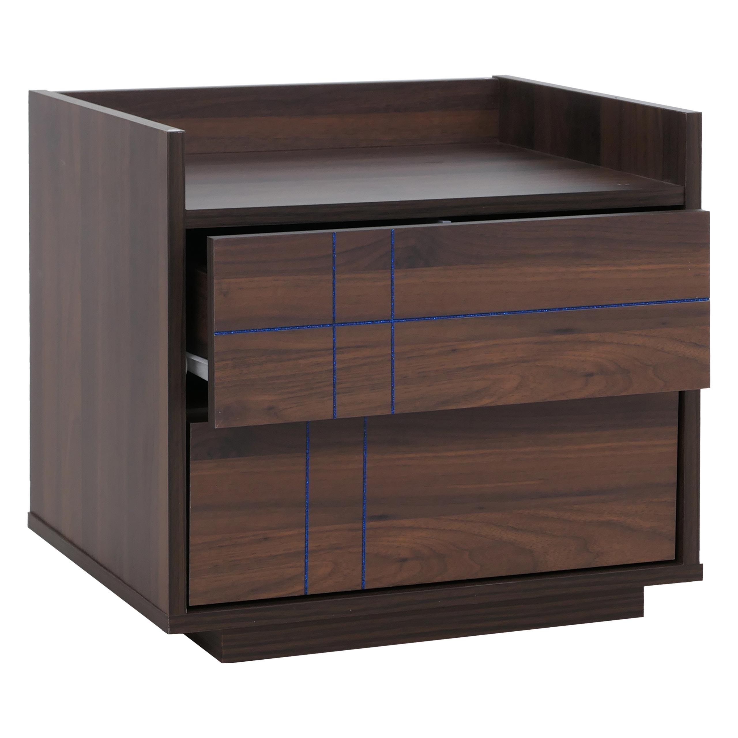 NACHTTISCH eckig Walnuss Dekor - Walnussfarben, Holz (48/43/41cm) - MCW