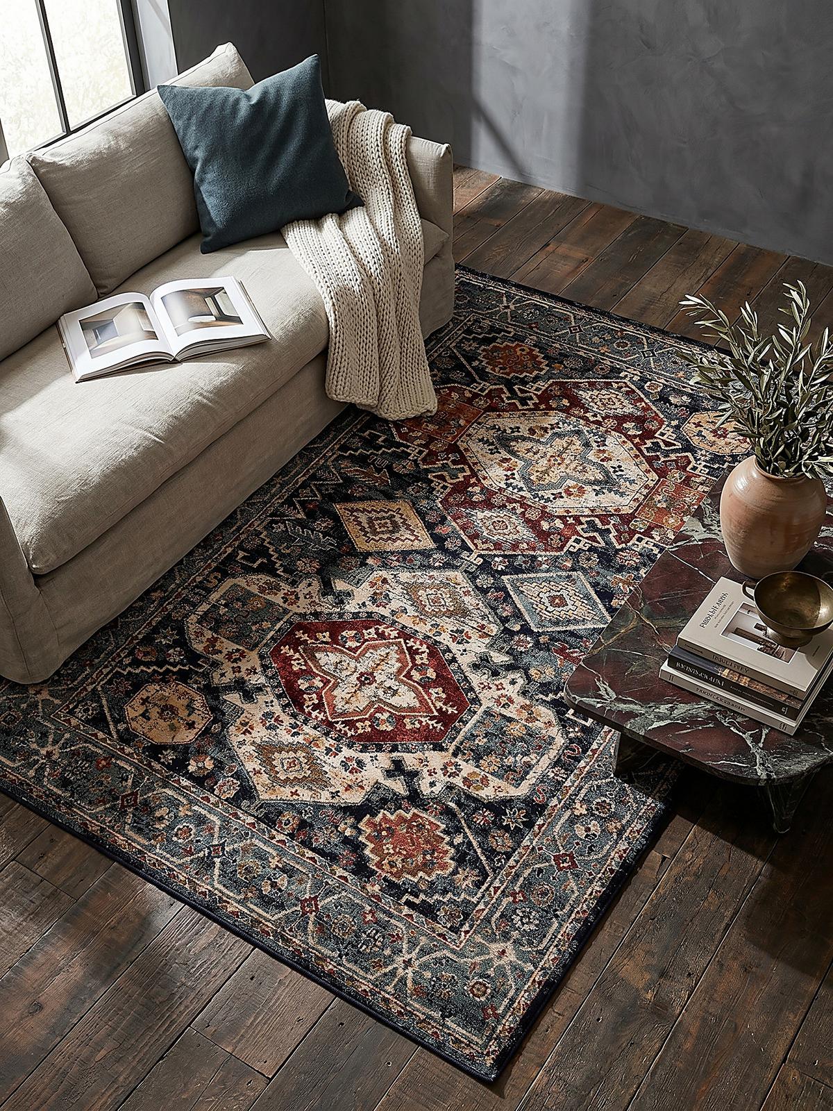 KURZFLORTEPPICH GLAZERT, geometrisch, Blau, 160 x 230 cm - Blau, Textil (230/160cm) - KADIMA DESIGN
