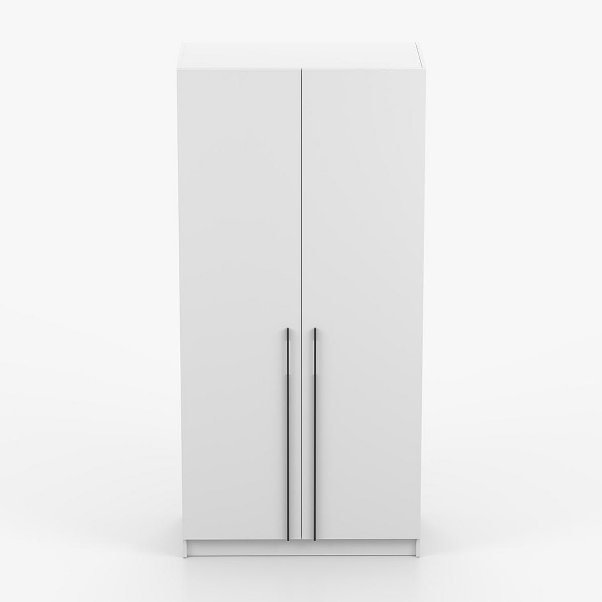 DREHTÜRENSCHRANK ROSA II 2D 100/210/55, 2-türig, weiß - Schwarz/Weiß, Holzwerkstoff (100/210/55cm) - imoebel24