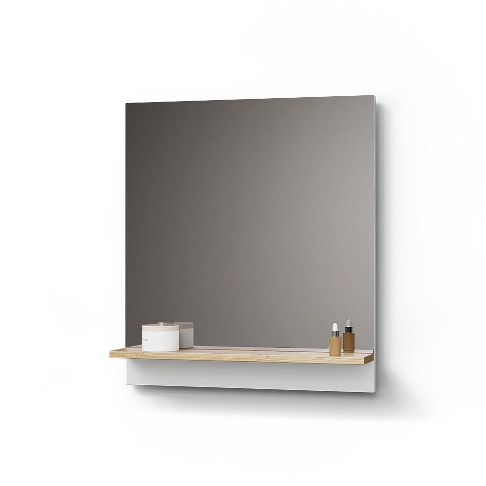 BADSPIEGEL Timavo Weiß 60 x 67 cm mit Regal - Weiß, Holzwerkstoff (60/67/14cm) - Livinity®
