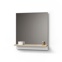 BADSPIEGEL Timavo Weiß 60 x 67 cm mit Regal - Weiß, Holzwerkstoff (60/67/14cm) - Livinity®